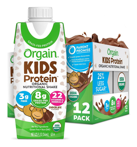 Orgain Batido Nutricional De Protenas Para Nios, Chocolate,