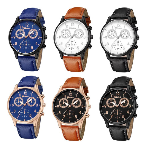 Cdybox Hombres Moda Pu Cuero Reloj Casual Negocios Cuarzo Re