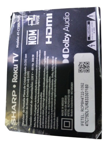 Botonera Y Wifi Para Tv Sharp 4t-c75dl7ur (Usado)