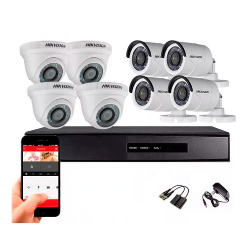 Kit Vigilancia Hikvision Turbo Hd 8 Camaras 1080p 2mp + Acce