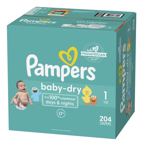 Pañales Pampers Etapa 1 Con 204 Piezas Baby Dry Etapa 1 Niños