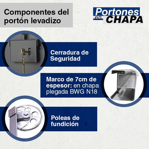Porton Garage Chapa Con Puerta Y Postigo 255 X 205 Manual Gris Oscuro