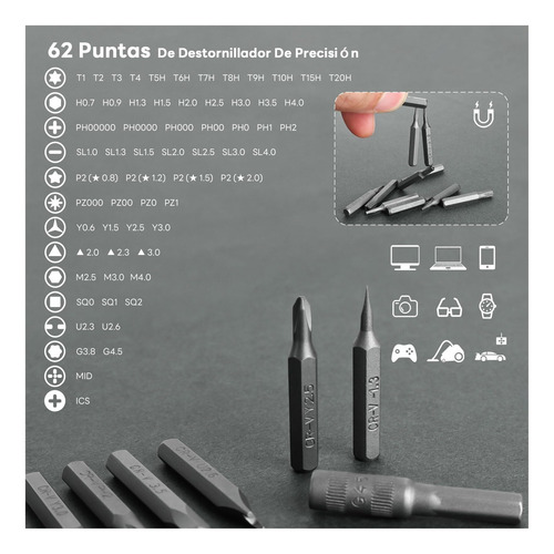 Kit De Destornilladores De Precisión 62 En 1, For Pc