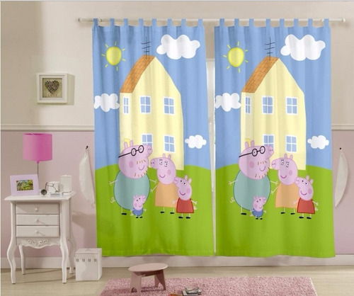 Cortina Infantil P/ Varão Familia Peppa Lepper 2,90m X 2,20m