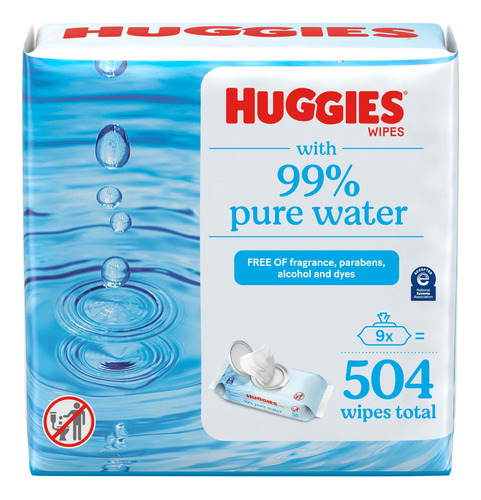 Lenços Umedecidos Para Bebês Huggies, 99% Água Pura, Sem Per