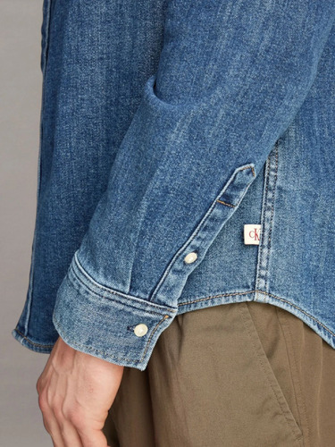 Camisa Slim Denim Azul Calvin Klein