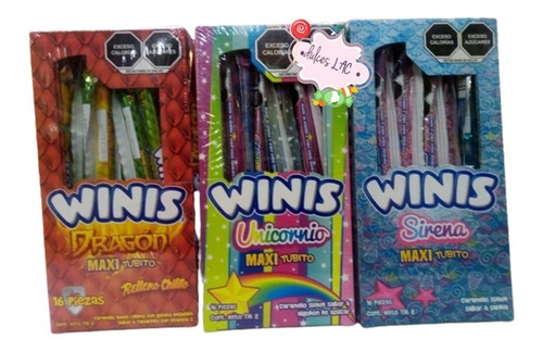 Winis Maxi Tubito Caramelo Suave C/16 Pzas - 3 Pack