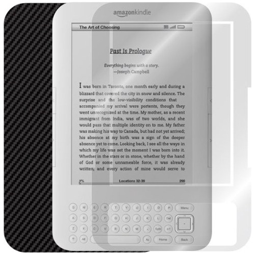 Kindle Keyboard 3 G Negro Fibra Carbono Pelicula Shield +
