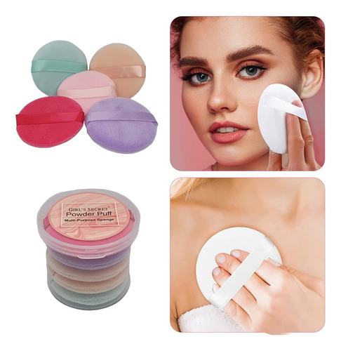 Set 5 Esponjas Con Asa Para Aplicar Polvos Rostro Maquillaje