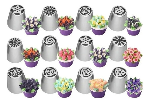 Kit De Boquillas Rusas De Acero Inoxidable, Juego De 12 Piez