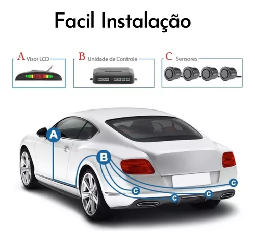 Parking Sensor Kit de sensor de estacionamento para carro Visor de LED  automático para carro 4 sensores para todos os carros Sistema de  estacionamento