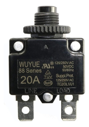 Power World Breaker Interruptor Protector Termico D Boton Reset 20 Va Amp