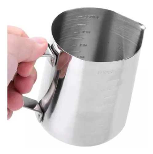 Jarro Jarra Lechero Barista 550ml Acero Inox Medidor Interno Plateado