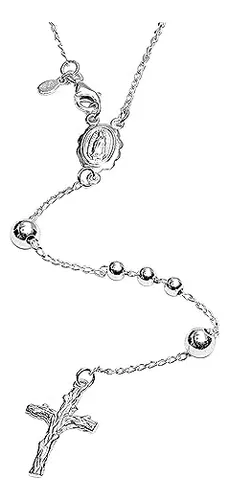 Lecalla Joyería De Plata De Ley 925 Rosario Italiano Cruz Y