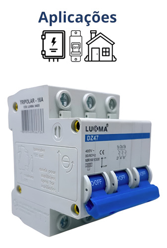 Disjuntor Tripolar Lukma 10a 20a 25a 32a 40a 50a 63a
