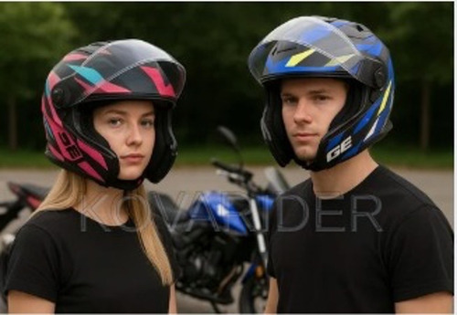 Casco Moto Integral Edge Shanghai Velox Rosa Rosa Estampado L