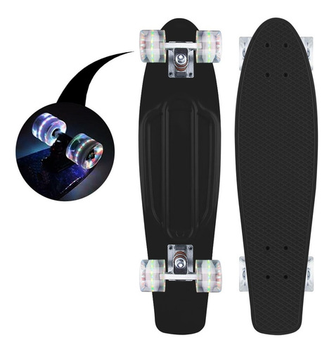 Skate Penny Patineta Negro Ruedas Led Niños