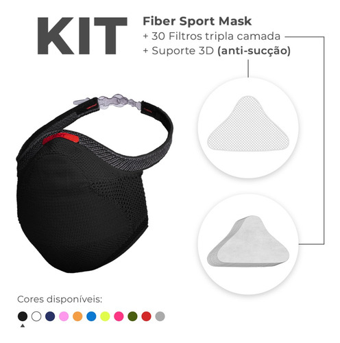 Máscara Fiber Knit Sport + Filtro De Proteção + Suporte