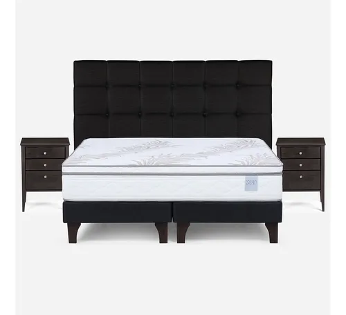 Cama Europea Neo Plus King + Muebles Issey Grafito