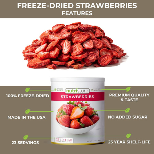 Fresas Liofilizadas Nutristore | Bocadillos De Frutas 100% N