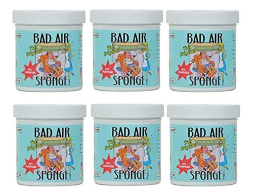 Bad Air Esponja Air Olor Absorbente, 14 Onza (pack De 6)