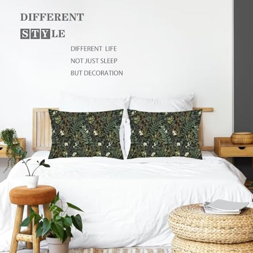 Set De 2 Fundas De Almohada Plantas Verdes Negras