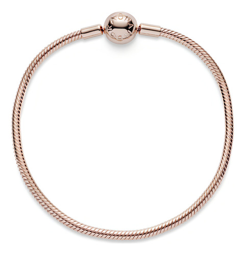 Brazalete Con Broche Pandora Cubierto En Oro Rosa De 14k Talla 18 Cm