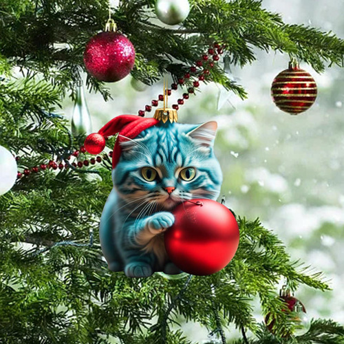 3 Decoración Navideña De Gato, Figura De Gato 2023, Estilo