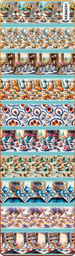 Tecido Tricoline Digital Barrado Hora Do Chá Tea 0,50x1,50