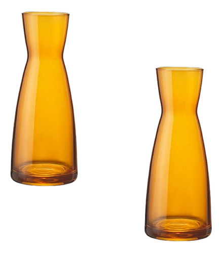 Conjunto De 2 Garrafa Para Suco E Agua Em Vidro 500ml Cor Laranja