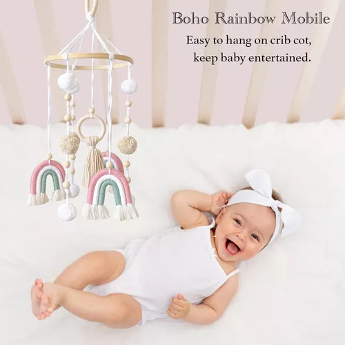 Móvil de cuna de bebé neutro Boho, móvil de bebé para cuna, móvil de bebé  hecho a mano, macramé arco iris para bebé, cuna de bebé móvil de bebé