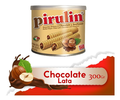 Imagen 1 de 3 de Pirulin Chocolate Lata/envase 300g