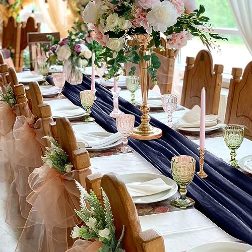 Juego De 10 Caminos De Mesa De Gasa Boda Y Eventos Azul Mari