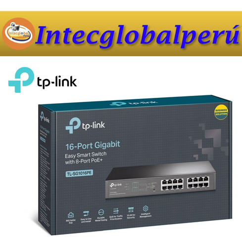 Switch Tp-link Tl-sg1016pe 16 Ptos Gigabit 8 Puertos Poe+