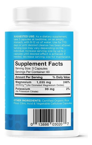 Capsulas De Oxigeno Limpiadoras Del Sistema Digestivo 180ct Sabor Sin Sabor