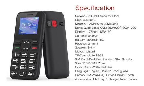 Imagen 5 de 7 de Celular Ipro Con Teclado Grande Para Personas Mayores Sos