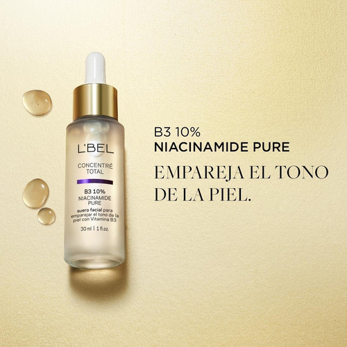 B3 niacinamide pure suero facial l´bel concentré aclara rejuvenece todo tipo de piel