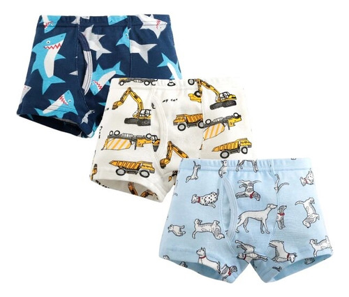 Pack De 3 Boxer Cortos  Niños 100 % Algodon