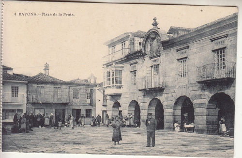 Antigua Postal Plaza De La Fruta  Bayona Pontevedra Galicia