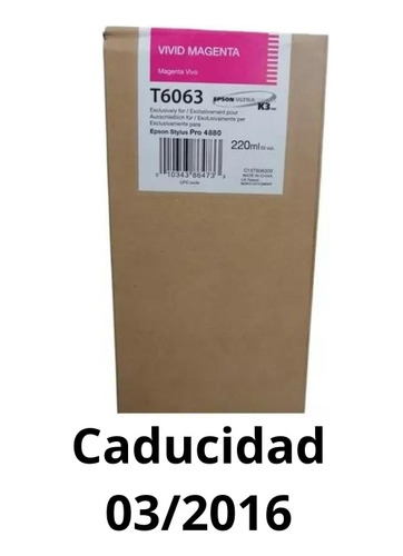 Cartucho De Tinta Para Plotter T6063 Magenta Vivo C13t606300