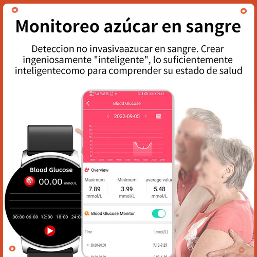 Reloj Inteligente Mujer Azúcar En Sangr Presión Arterial Y