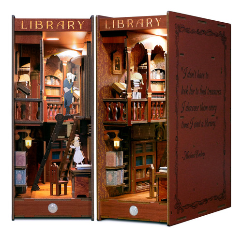 Miniature Library Diy Book Nook Kit For Adults, 3d Wooden Pu