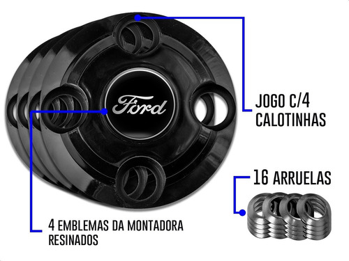 Imagem 7 de 7 de Jogo Calota Miolo Roda Ferro Central Ford Fiesta Courier