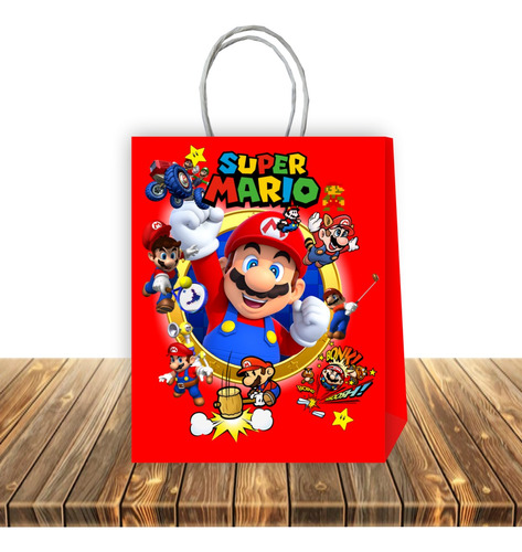 Pack 6 Bolsas De Papel Sorpresa Cumpleaños Mario Bros V11