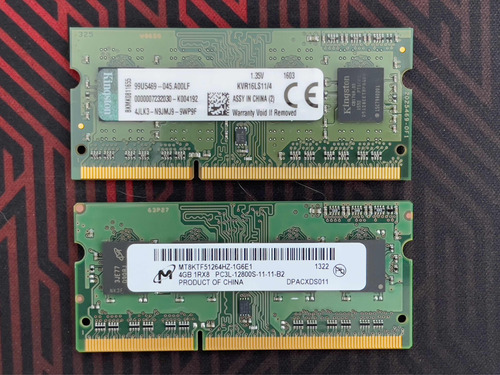 Memoria Ram 8gb (2x4gb) Ddr3 Sodimm 1600mhz Micrón+kingston