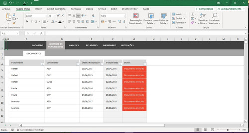 Controle E Gestão De Vencimento De Documentos Em Excel