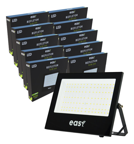 Kit 10 Refletor Led Luz Fria 6500k Prova D'água 200w Bivolt