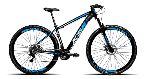 Bicicleta Aro 29 Masculina Ksw Aluminio 21 Marchas Mtb Mcz18 Cor Preto/azul Turquesa Tamanho Do Quadro 17