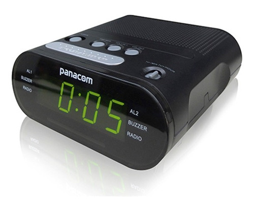 Radio Reloj Despertador Panacom Cr3402 Alarma Dual Led Am-fm Color Negro