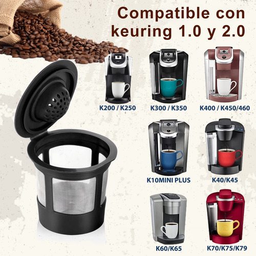 Cápsulas De Café Recargables 4 Pack Filtro Reutilizable Y Cu